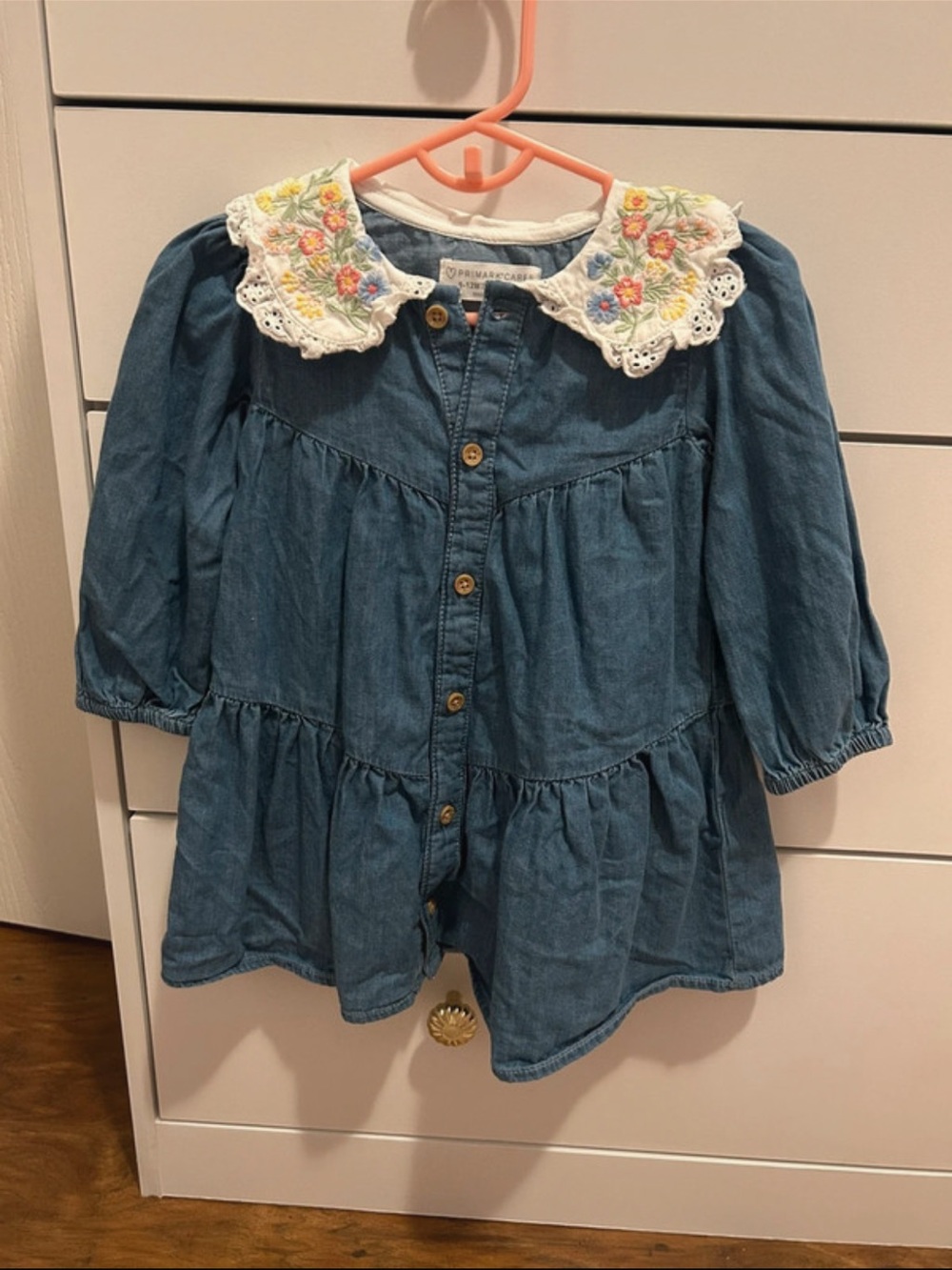 Primark Blue Denim Dress with Embroidered White Collar - Kids